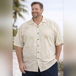Coconut Pier 2XL Hawaiian Shirt | Cream Palm Tree Embroidered | #D6